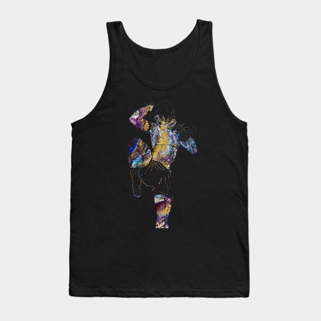 Muay Thai Fighter - Galaxy Golden Acrylic Fluid Pour Tank Top by v_art9